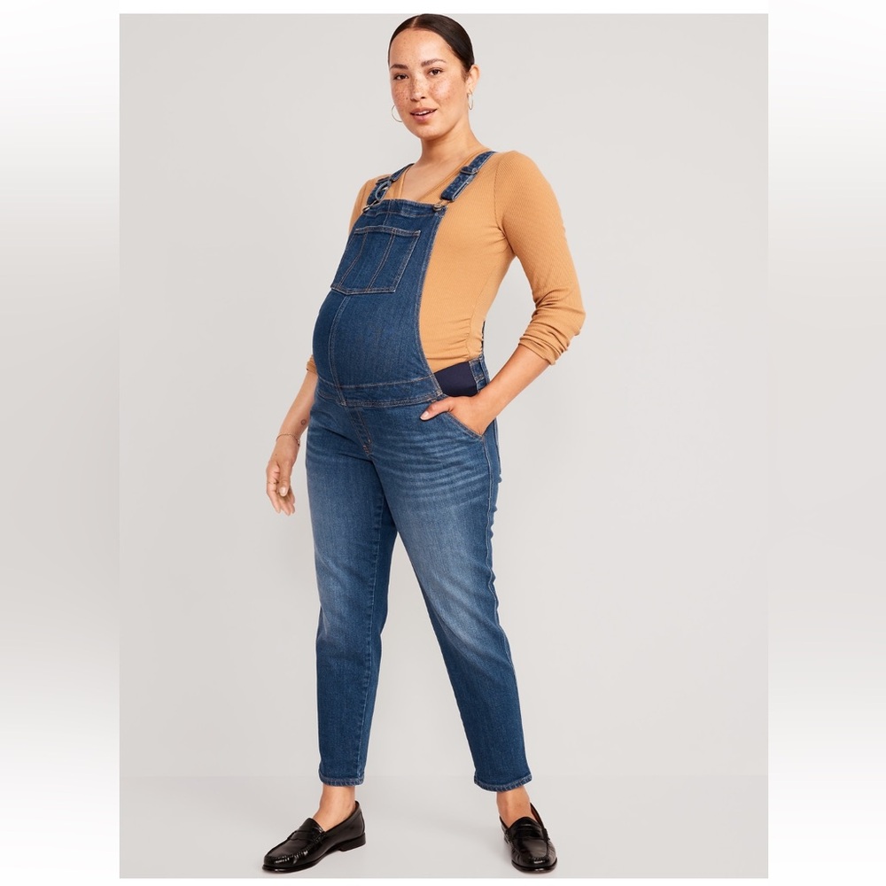 Maternity side panel OG straight jean overall NWOT
